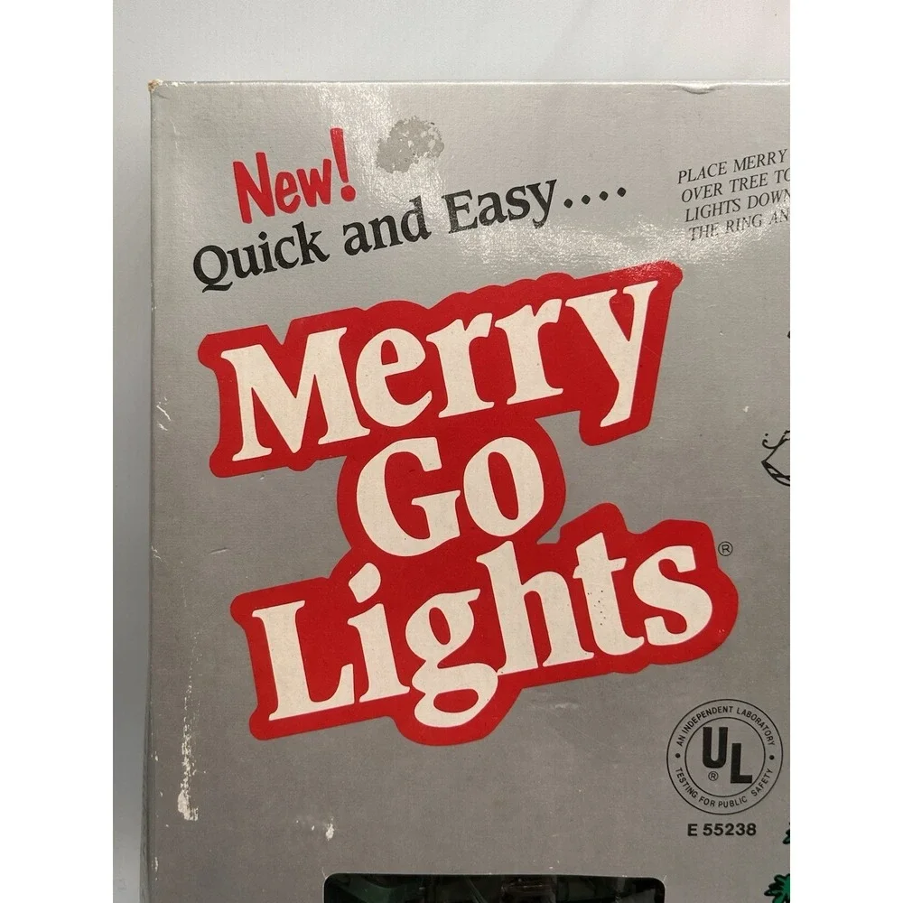 Vintage Merry Go Lights Christmas Tree Lights Miniature Bulb 108 Light Set